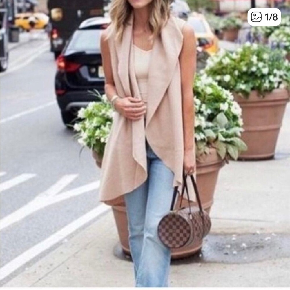 Anthropologie MOTH cascading Sleeveless Tan Open Cardigan M/L